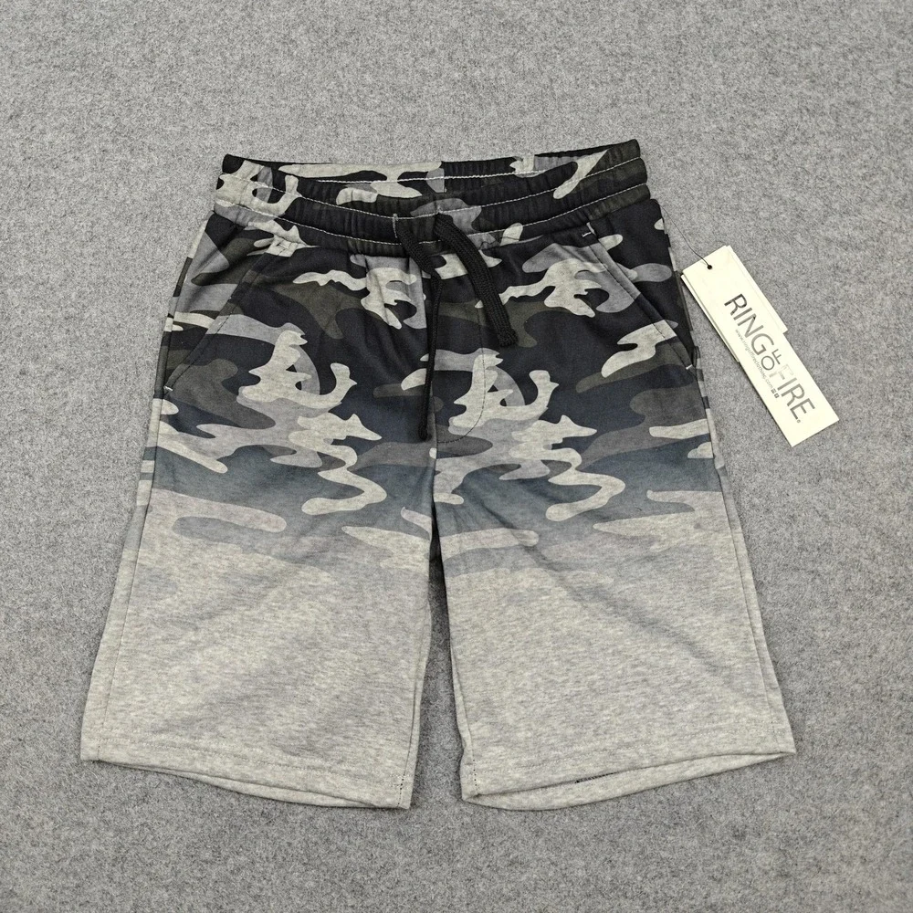Ring Of Fire Sweat Shorts Mens Small Gray Camo 10